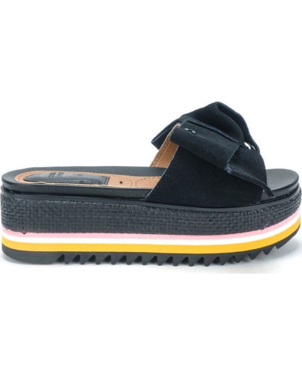 GIOSEPPO Platform Sandals Bow Slip On, 44059 BLACK, Multicolor, Sz 39, US Sz 8.5
